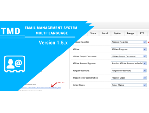 opencart email management system multi-language 1.5.x