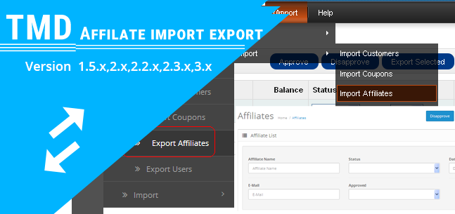 Affiliate import export (1.5.x , 2.x & 3.x)