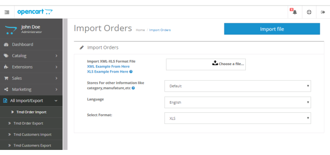 Opencart - Customer & Order Import Export