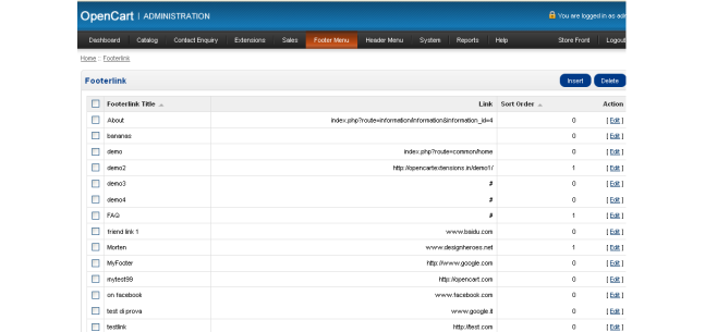 Opencart - Opencart Footer Menu (Multilanguage supported) 1.5.x