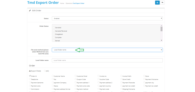 Opencart - Order Export Pro