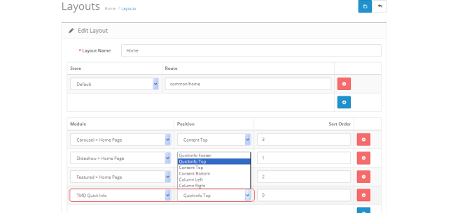 Opencart - Quick Info Module