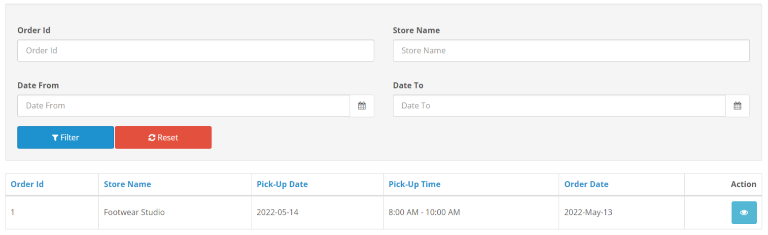 order that has store pickup request opencart