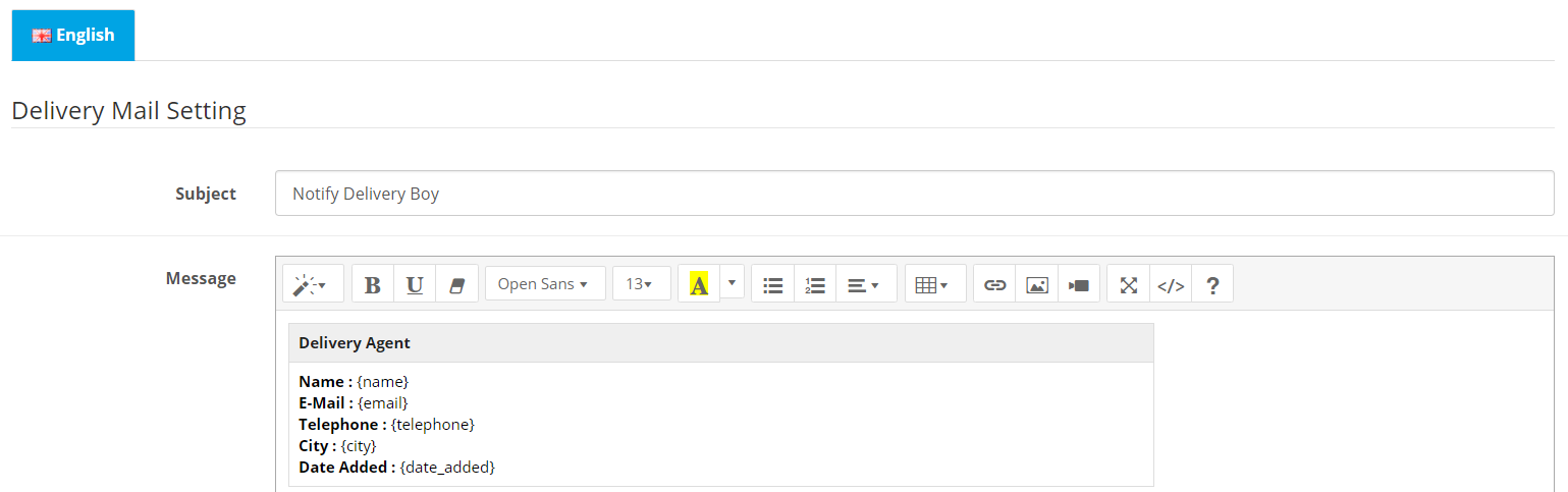 Admin write multi-language email template