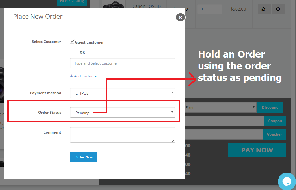 OpenCart POS Order Hold