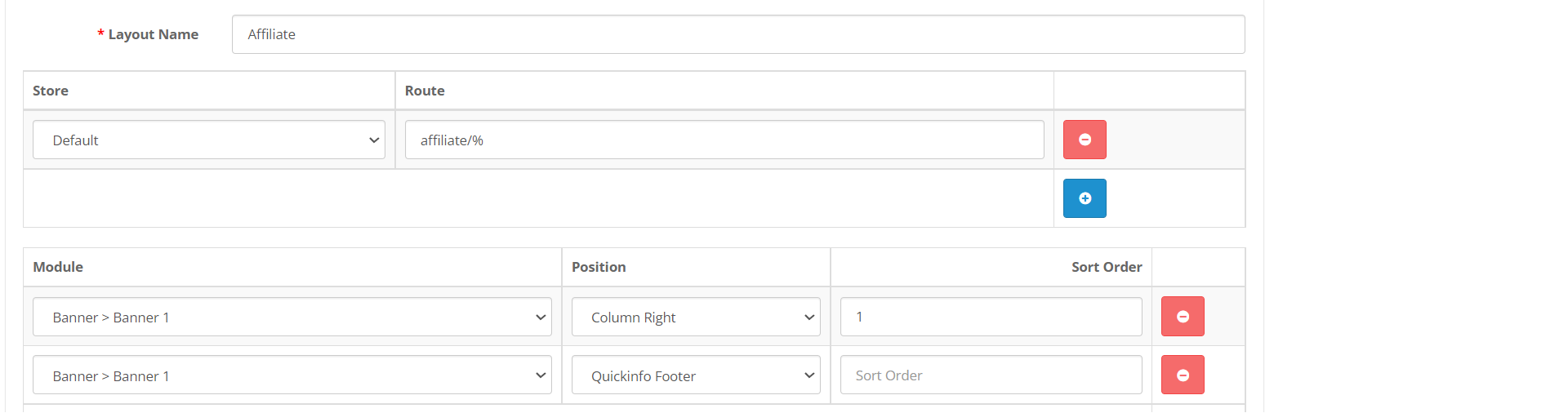 select position of quick info module on page layout