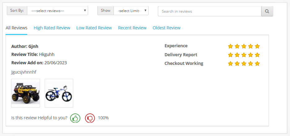 search and filter on opencart review