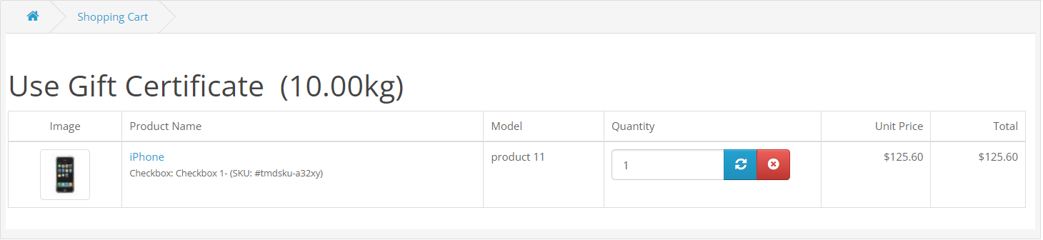 product option sku in showing on cart page of Opencart