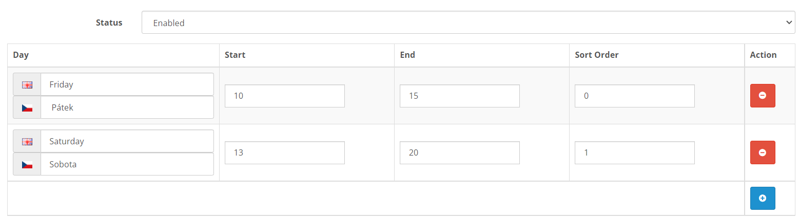 individual product setting for time slot in OpenCart